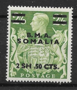 B.O.I.C.-SOMALIA SGS19a 1948 2s50 ON 2/6 AMARILLO-VERDE EXTRAVIADO PARADA MTD COMO NUEVO - Imagen 1 de 1