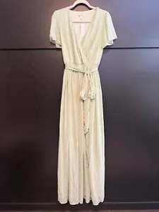Baltic Born Maxi Dress Large V-Neck Tie Waist Sage Green Party Wedding Chiffon - Picture 1 of 9