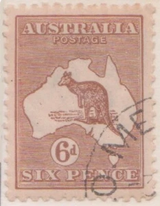 (F280-13) 1915 AU 6d brown kangaroo stamp CTO 3rd watermark (M) - Bild 1 von 1