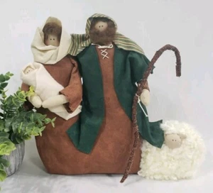 Plush Nativity Set W/ Lamb- Standing Weighted Handmade Christmas Holy Family - Picture 1 of 12