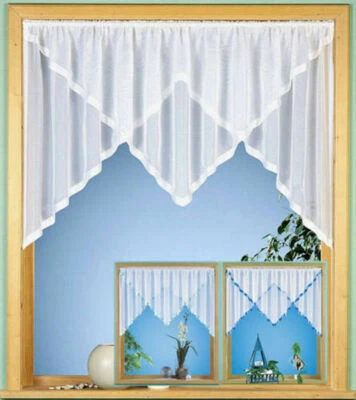 Gardine Kuvertstore m. Satinband Scheibengardine Vorhang Voile Kurzgardine Typ77 - Bild 1 von 4