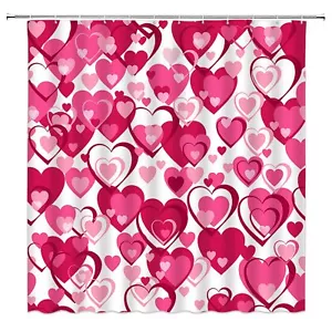 Valentine's Shower Curtain Pink Loving Sweet Hearts Romantic Love Modern Cute... - Picture 1 of 4