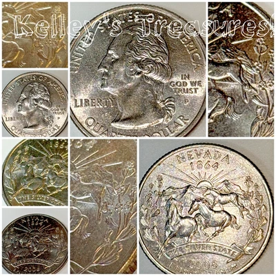 2006 P Nevada State Quarter Error Pooping Horse Double Pooper Die Chips  - Image 1 of 4