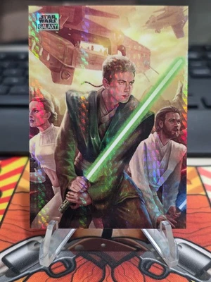 Rescue of Geonosis 2024 Topps Chrome Star Wars Galaxy /75 Prism Refractor #66 - Image 1 of 2