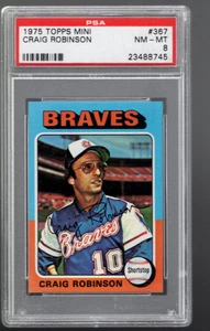 SLA314- 1975 Topps Mini #367 Craig Robinson - PSA Nmmt (8) - Bild 1 von 2
