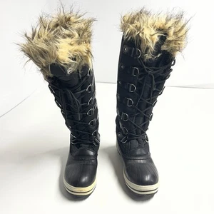 Polar Damen Winter Schnee Stiefel schwarz hohe Wade Schnürung Kunstfell gefüttert US 9 - Bild 1 von 7
