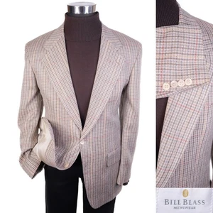 Bill Blass Sport Coat Blazer Micro Check Multi-Color Sz 42R Casual Jacket SILK - Picture 1 of 14