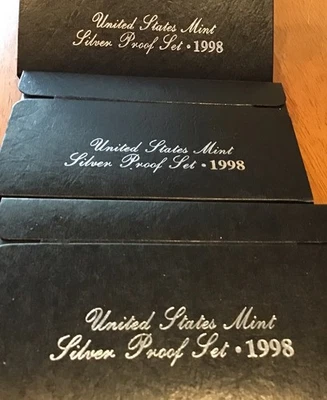 Three. United States Mint Silver Proof Set 1998 Not 1.  Not 2. You Get Three ‘ - Image 1 of 4