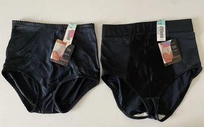 2 De Colección NUEVO CON ETIQUETAS NOS Sears Ropa Interior Forma Delgada Negra XL Calzoncillos de Control Firme Lycra Foto 1 de 4