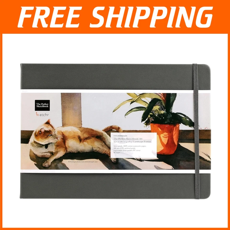 A4 Landscape Cotton Sketchbook - 100% Cold Press Paper - Image 1 of 4