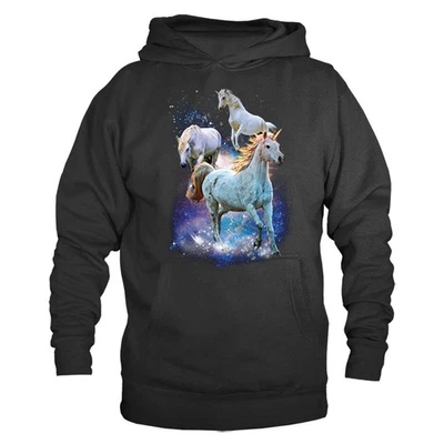 Space Unicorns Wild White Horses Galaxy Pullover Hoodie - Image 1 of 2