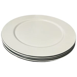 Kate Spade Saturday Full Circle Stacking Dinner Plates Black Rim Set of 4 - Picture 1 of 11