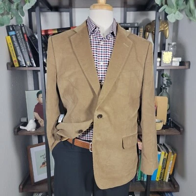 Stafford Men's Corduroy Sport Coat Blazer Two Button Brown Classic Fit Size 44S - Image 1 of 4