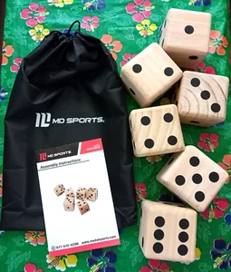 Set Dadi Giganti GIOCO DA GIARDINO IN LEGNO Prato Yahtzee INTERNO Festa ESTERNO Spedizione Veloce - Foto 1 di 14