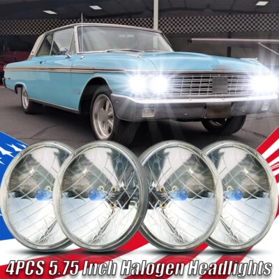 For Ford Galaxie 500 1962-1974 4X 5.75" 5-3/4inch Round Headlights Upgrade - Image 1 of 4