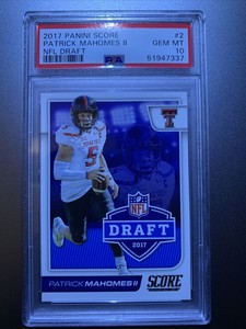 2017 PATRICK MAHOMES II PANINI SCORE NFL DRAFT #2 RC ROOKIE PSA 10 GEM MINT