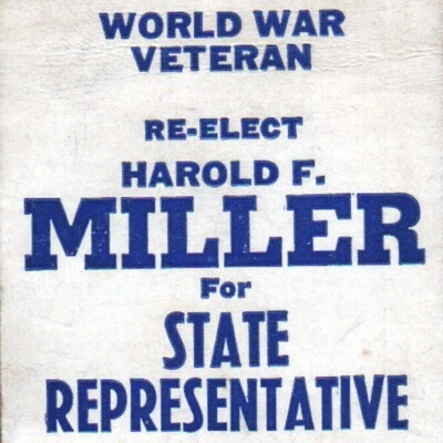1950 Harold F Miller Representante Legislatura Estatal de Ohio Partido Demócrata - Imagen 1 de 3