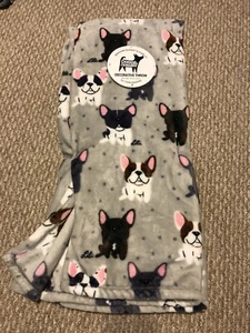 New Berkshire Blanket Doggie Drawings Lili Chin Frenchie French Terrier Throw - Picture 1 of 3