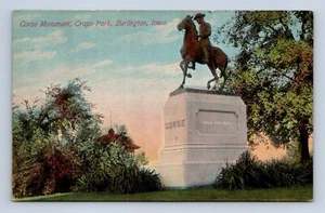 Corse Monument Crapo Park Burlington Iowa Postcard Unposted - Picture 1 of 2