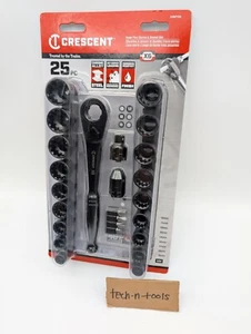 Crescent CX6PT25 Passthrough X6 Metric & SAE Spline & Socket Ratchet Set 25 pc - Picture 1 of 5