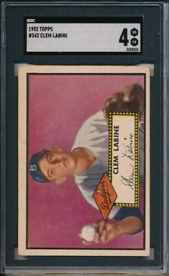 1952 TOPPS #342 CLEM LABINE - SGC 4 VG-EX (SVSC) HIGH #! - Image 1 of 2
