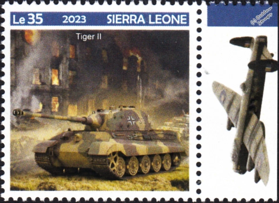 WWII German Army TIGER II Heavy Tank Stamp (2023 Sierra Leone) - Image 1 of 1