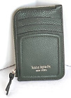 Kate Spade Knott Zip Card Wallet Womens Green Leather Keyring Slim Zip Holder