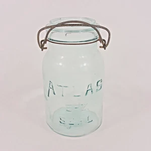 Vintage ATLAS E-Z SIEGEL Klar Quart Einmachglas mit Drahtbügel - Kein Deckel - Sehr guter Zustand - Bild 1 von 5