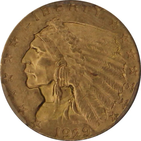 1929 MS64 Indian Quarter Eagle , PCGS 39893139, CAC Cover