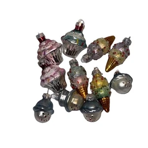13 Rauch Handblown Glass Mini Ornaments-Ice Cream Cone,Cupcake,Snowman USA MADE - Picture 1 of 7