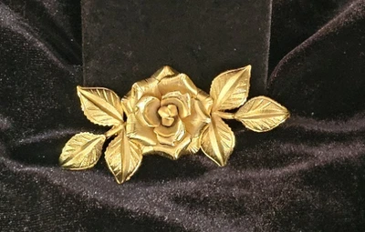 Precioso broche prendedor vintage Giovanni Misty tono dorado rosa de 3" de largo para joyería rosa Foto 1 de 4
