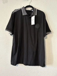 NWT Kenneth Cole Black Polo Shirt Classic Design XL Cotton Logo Golf - Picture 1 of 13