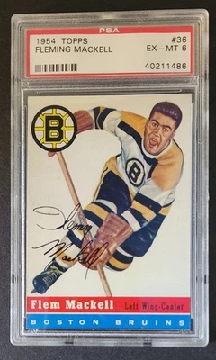 1954-55 Topps Hockey #36 Flem Fleming Mackell PSA 6 EX-MT - Image 1 of 2