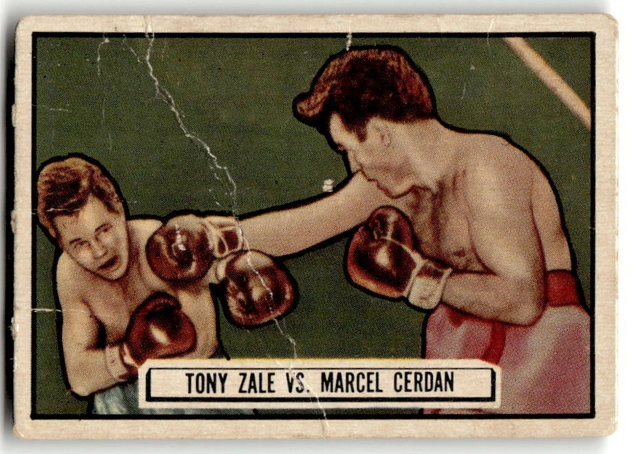 1951 Topps Ringside #44 Tony Zale vs. Marcel Cerdan creasing, tape NO RESERVE! - Image 1 of 2