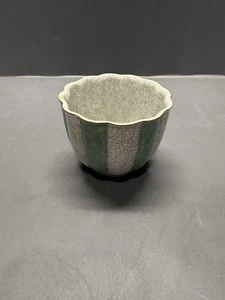 Petit Royal Copenhagen Green Grey Crackle Glazed Gilded Cache Pot - Picture 1 of 8