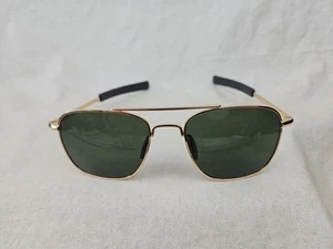 Sungait Sunglasses Aviator A285 58-48 145 Gold Metal Frames Green Polarized Lens - Picture 1 of 9