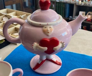 Departamento 56 tetera y tazas de porcelana Patience Brewster Krinkles Heart - Imagen 1 de 6