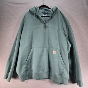 Carhartt Rain Defender felpa con cappuccio uomo 4XL verde 1/4 zip pullover vestibilità ampia 100617 - Foto 1 di 11