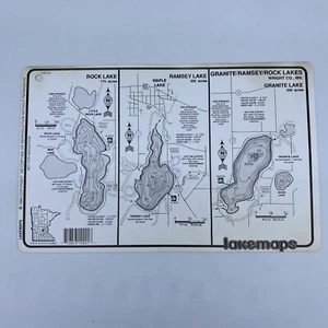 Vintage Lakemaps Waterproof Plastic Map - Granite Ramsey Rock Lakes Wright Co - Picture 1 of 1