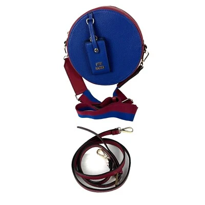 Steve Madden Circle Crossbody Bag Red Blue Faux Leather Handbag Extra Strap - Image 1 of 4