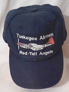 TUSKEGEE AIRMEN RED-TAIL ANGELS US AIR FORCE WWII EMBROIDERED CAP USED NAVY BLUE - Picture 1 of 3