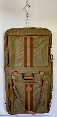 Vintage LARK Italy Garment Bag Hanging Travel Suit Carrier Case Canvas Luggage - Image 1 of 4