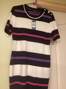 Tommy Hilfiger large womans knit striped dress New with tag - Picture 1 of 3