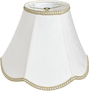 Antique Ivory Bell Lamp Shade With Braided Trim For Table Or Floor Lamps - Picture 1 of 1