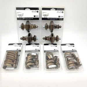 Studio Home Collection 2 Window Set Brown Finial S Clip Curtain Rings Fit 1" Rod - Picture 1 of 11