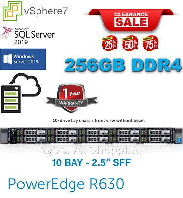 Dell PowerEdge R630 LOT 36-Core E5-2697v4 256GB DDR4 2.4TB SSD+ 8TB SAS HDD 2.5" - Image 1 of 4