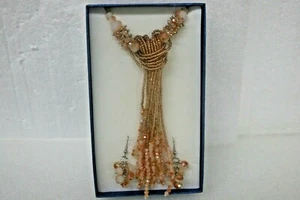 JTV 2042169 Gorgeous Women's Necklace & Earrings Rondele Faceted Glass Beads - Picture 1 of 7