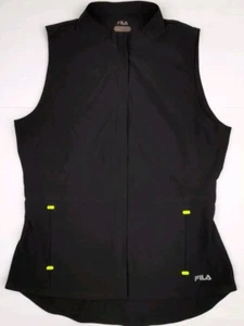 FILA Jacket/Vest Sleeveless Zip Up Pockets Black Activewear Stretch Size Medium - Picture 1 of 8