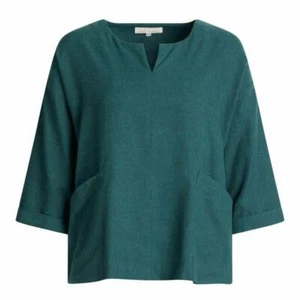 SEASALT CARLYON BAY GRÜNES SMOCK TOP BAUMWOLLE/LEINENMISCHUNG NEU OHNE ETIKETT GRÖSSEN 8-18 - Bild 1 von 6