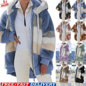 Womens Winter Warm Fleece Hoodies Coat Jacket Casual Outwear Overcoat Plus Size - Picture 1 of 11